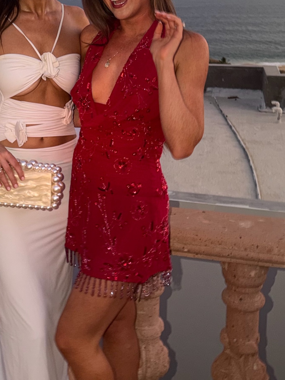 Princess Polly Red Beaded Cowl Neck Camisole - Picture 3 of 4